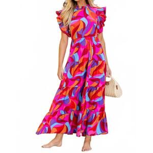 NEW LITTLE DAISY CLOSET ruffle maxi dress in purple mix